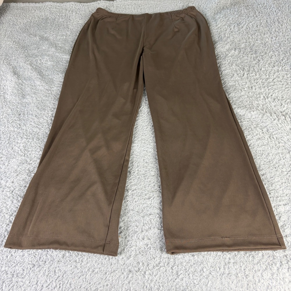 Easywear by Chico's Brown Wide Leg Elastic Waist Pull On Pants Size 3 Short
